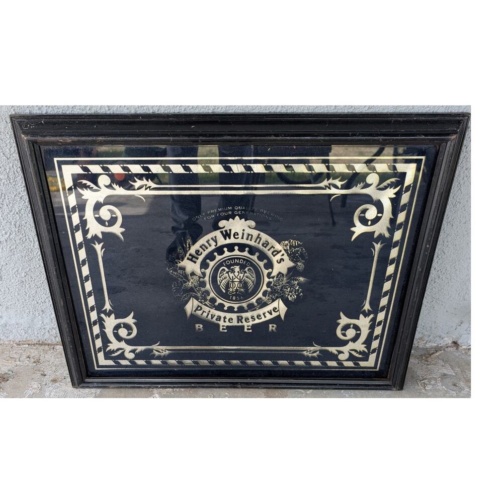 Vintage Henry Weinhard's Private Reserve Beer Framed Bar Mirror 27x20.5